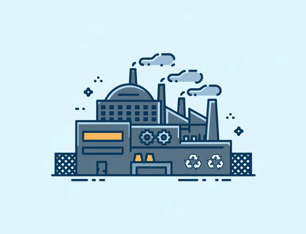 Factory icon representing manufacturing and industrial plants.