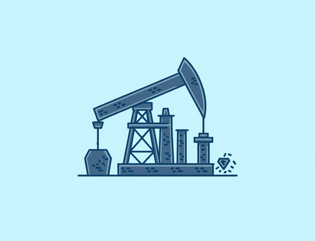 Icon of an oil rig representing the oil and gas industry.